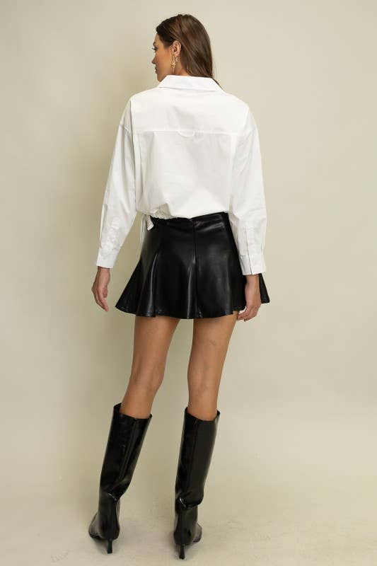 Faux Leather A-Line Mini Skirt