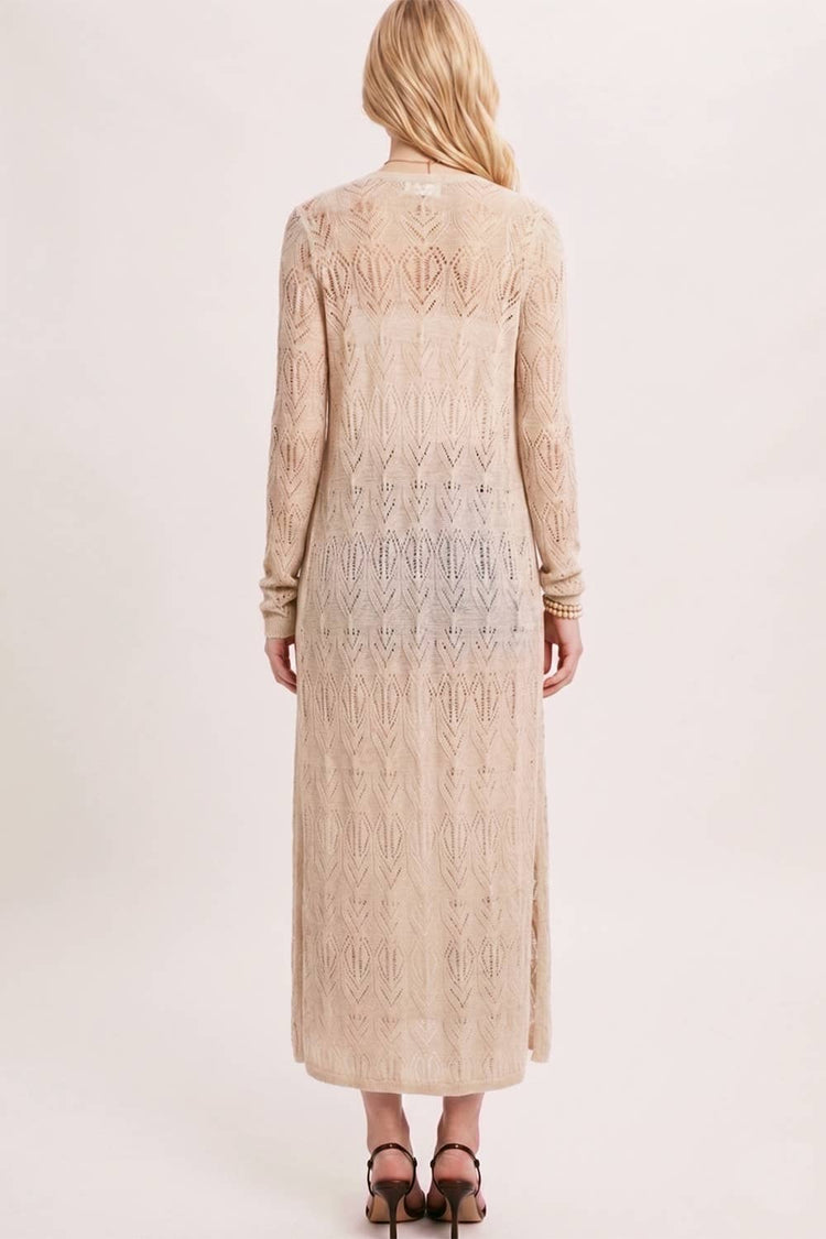 OPEN-KNIT MAXI LONGLINE CARDIGAN