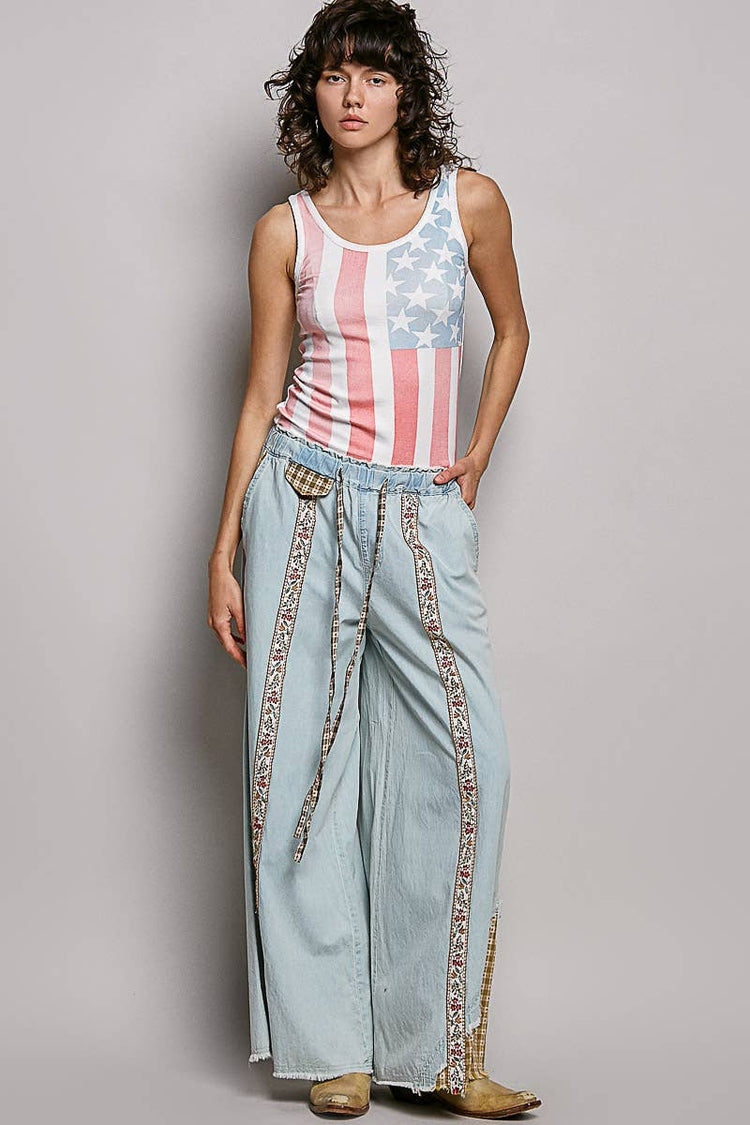 American Flag Vintage Wash Ribbed Tank Top