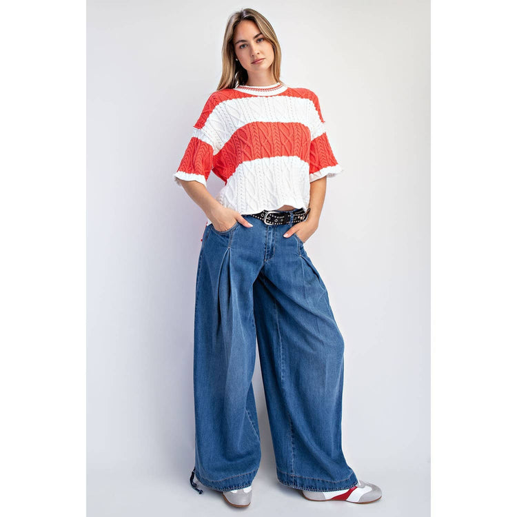 OVERSIZED WIDE STRIPE SWEATER TOP