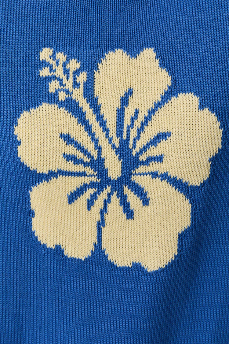 LONG SLEEVE CREW NECK HIBISCUS GRAPHIC SWEATER