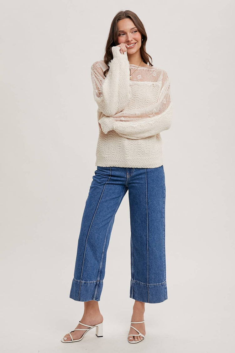 Lace Trimmed Pullover