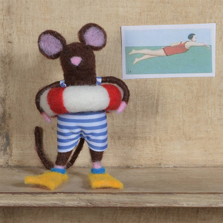 Felt Swimmer Guy Mouse Ornament