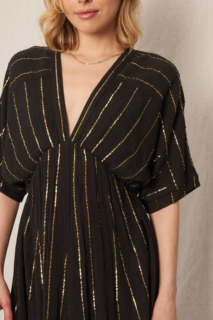 Sequin Stripe Kimono Sleeve Mini Dress