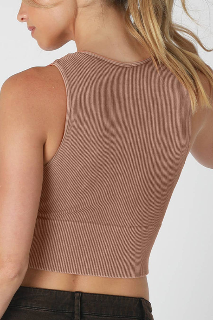 Vintage Plunge V-Neck Seamless Crop Top