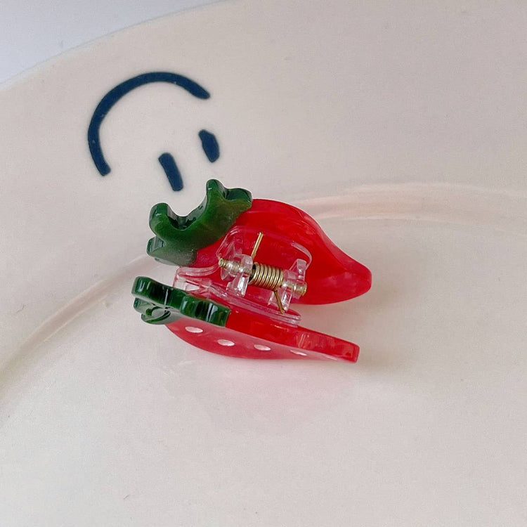 FRUIT CUTE STRAWBERRY ACETATE MINI HAIR CLAW CLIPS