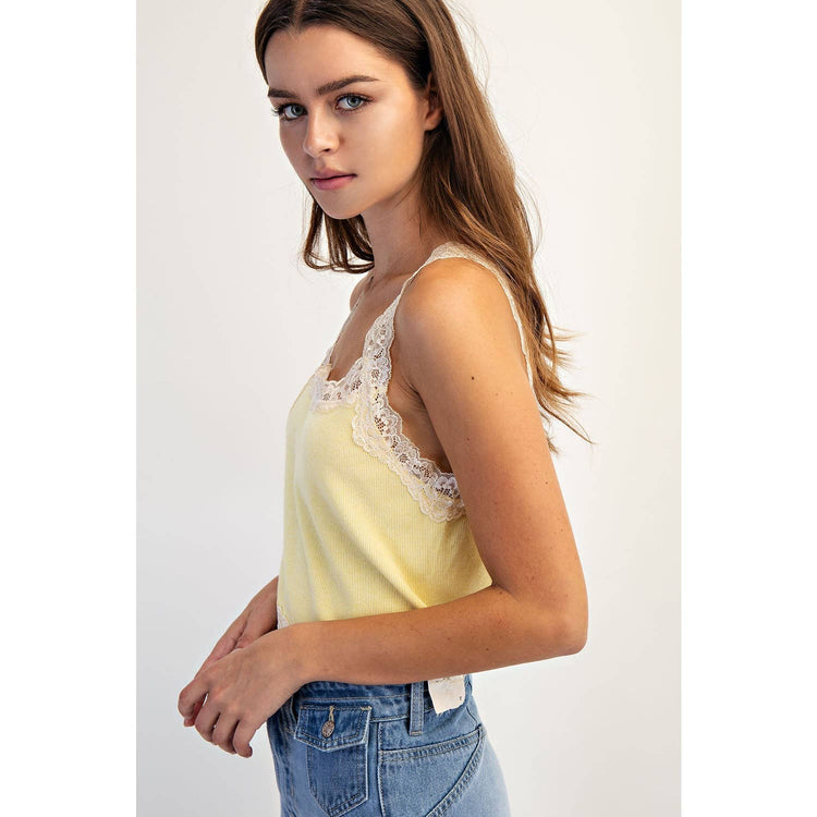 SLUB WITH LACE TANK TOP