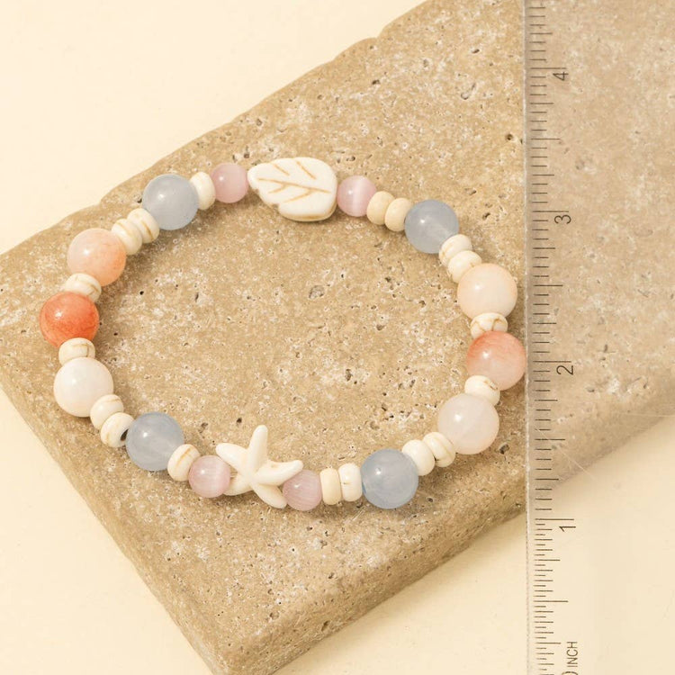 Starfish And Leaf Beaded Bracelet