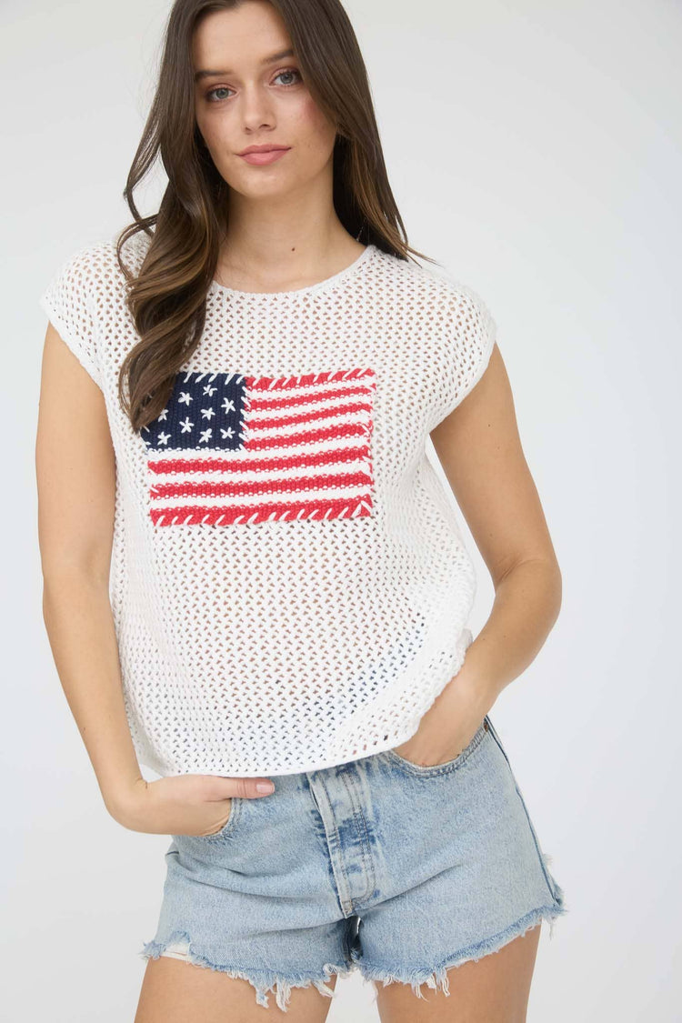 American Flag Crochet Sweater