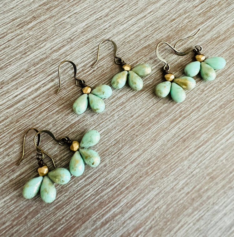 Triple Mint Drop Necklace With Knotted Crystal