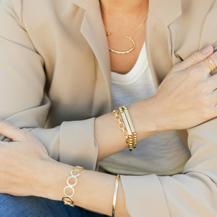 Gold CZ Accented Bangle