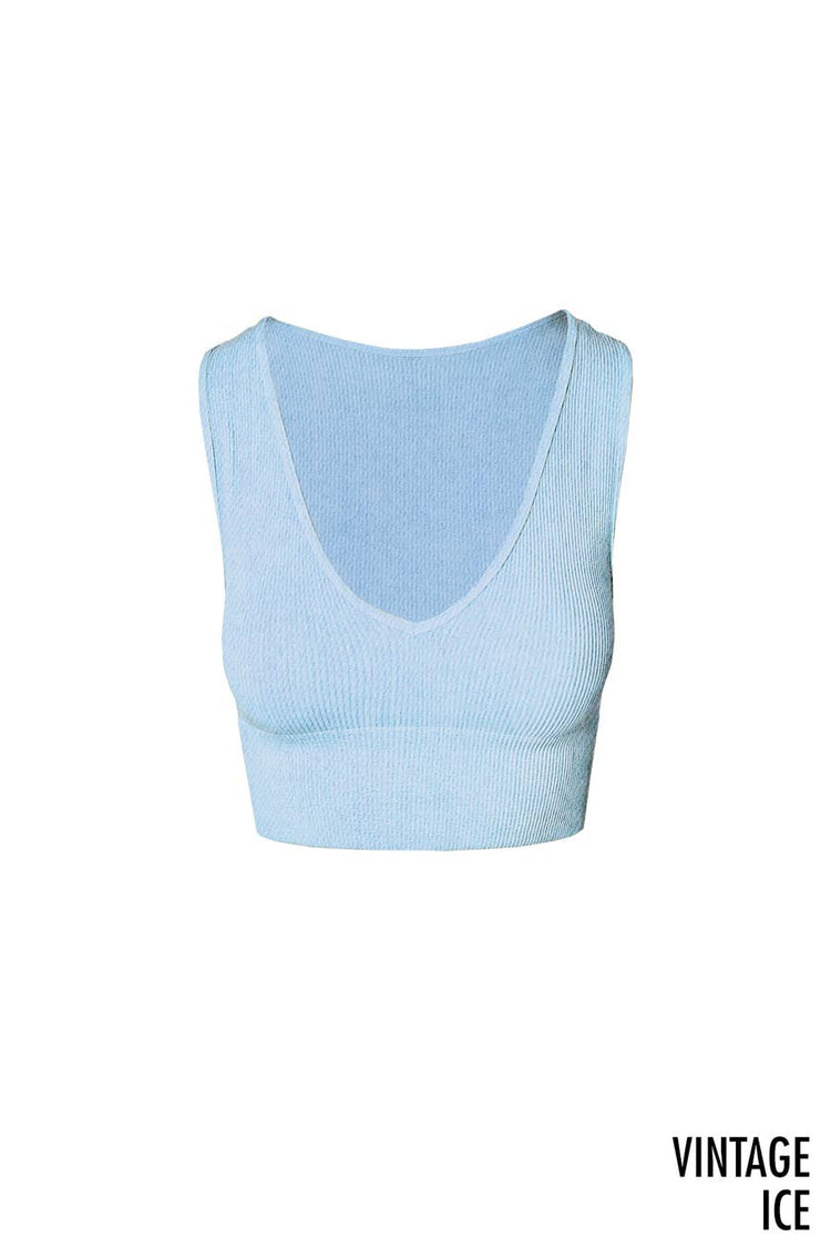Vintage Plunge V-Neck Seamless Crop Top