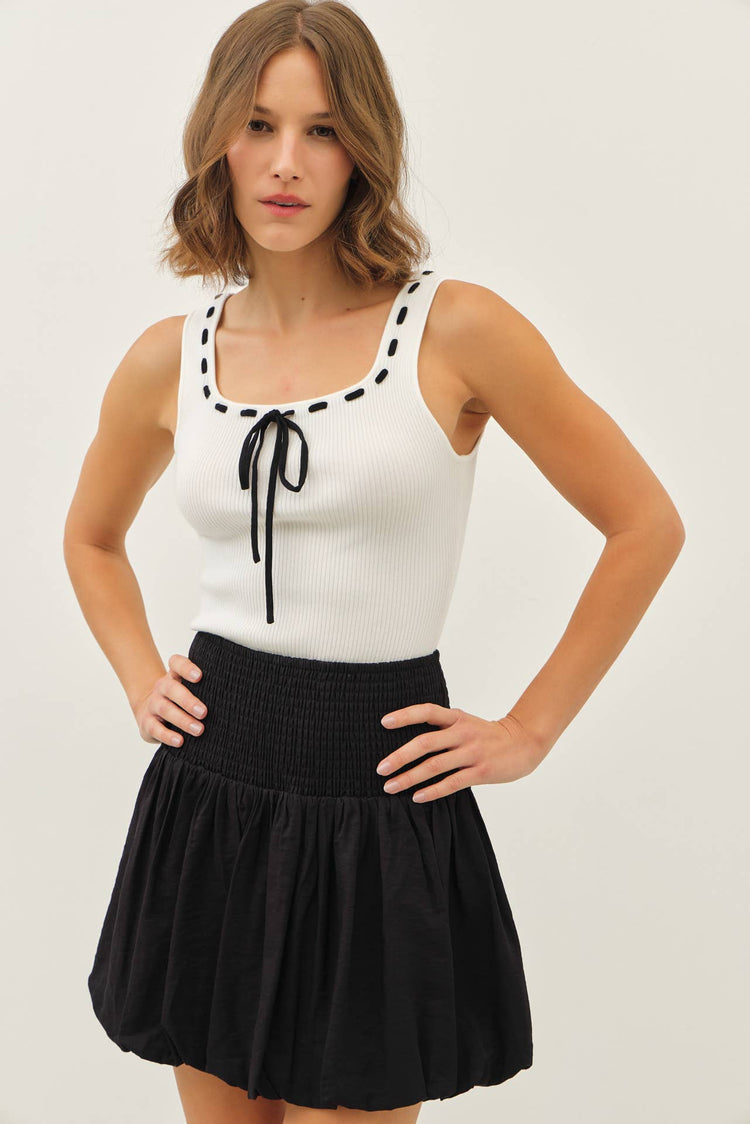 CONTRAST STITCH RIBBED SWEATER TANK TOP