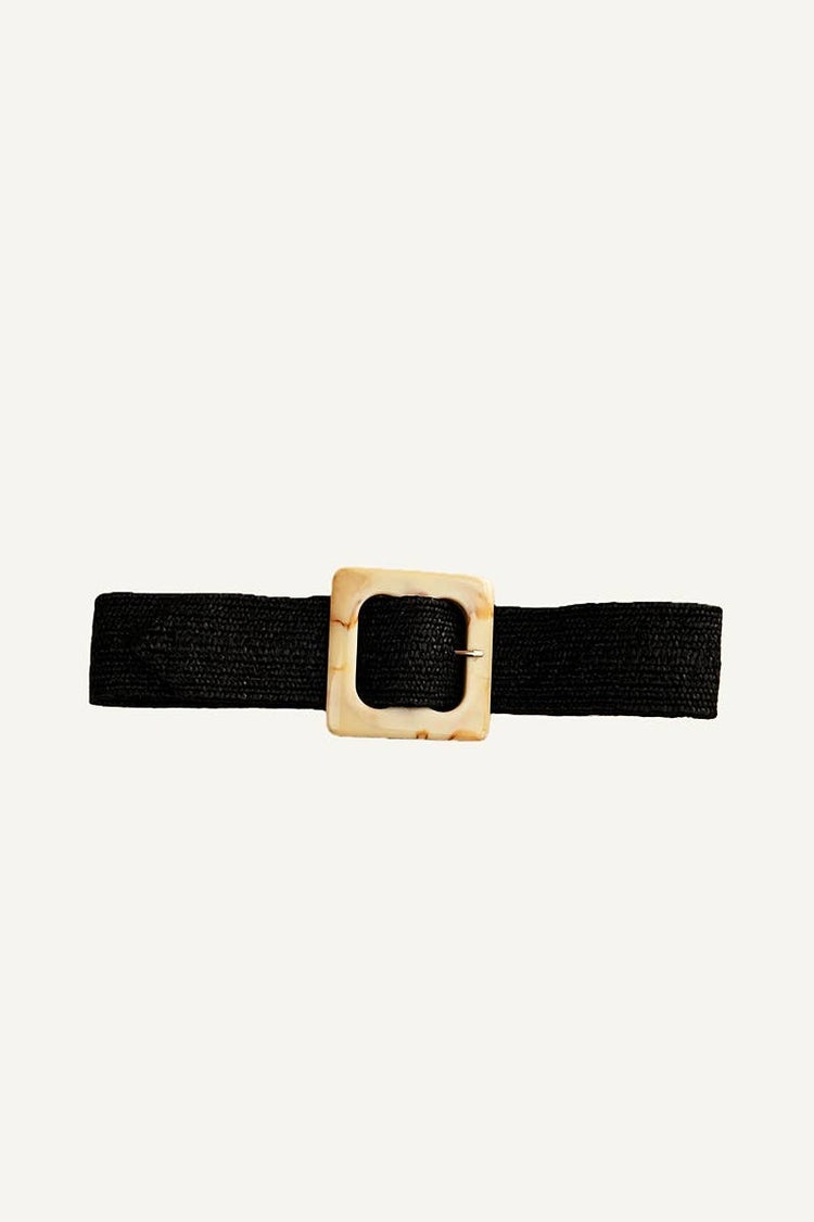 Marbled Swirl Square Buckle Elastic Belt