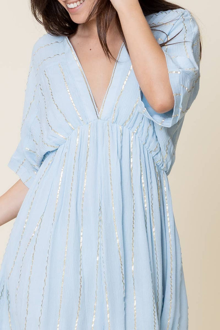 Sequin Stripe Kimono Sleeve Mini Dress