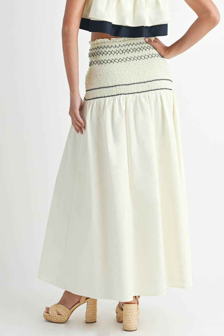 Contrast Pleated Maxi Skirt