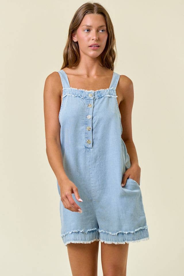 Tencel Denim Front button Closure Romper