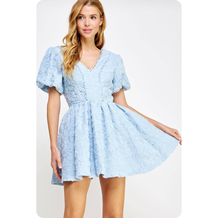 Floral Textured Tulle Mini Dress