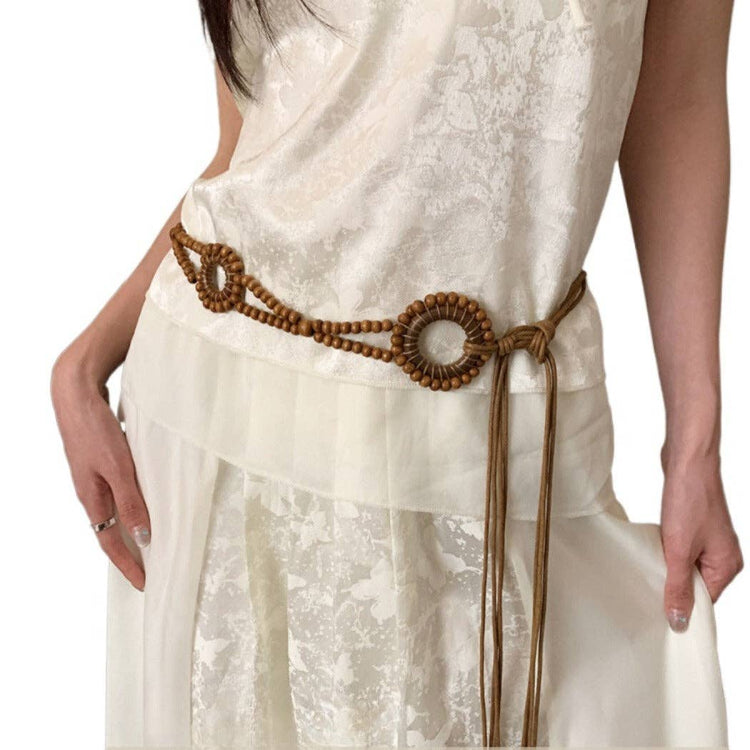 Beco - Brown Beaded Boho Belt - Y2K & Chic