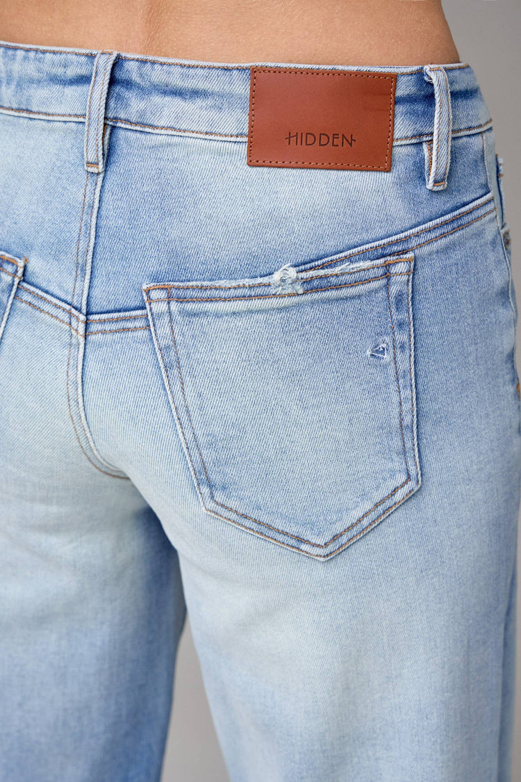 Light Wash Distressed Stretch 33" Inseam Wide leg