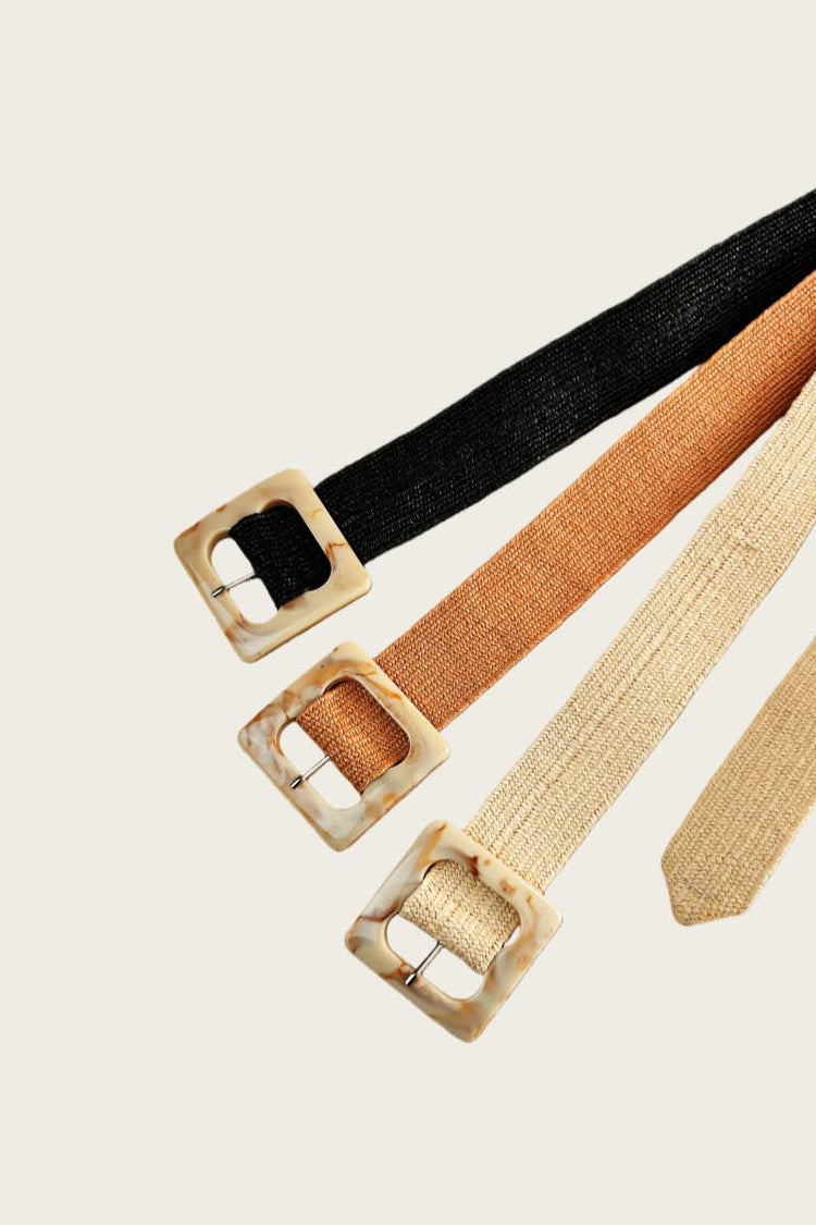 Marbled Swirl Square Buckle Elastic Belt