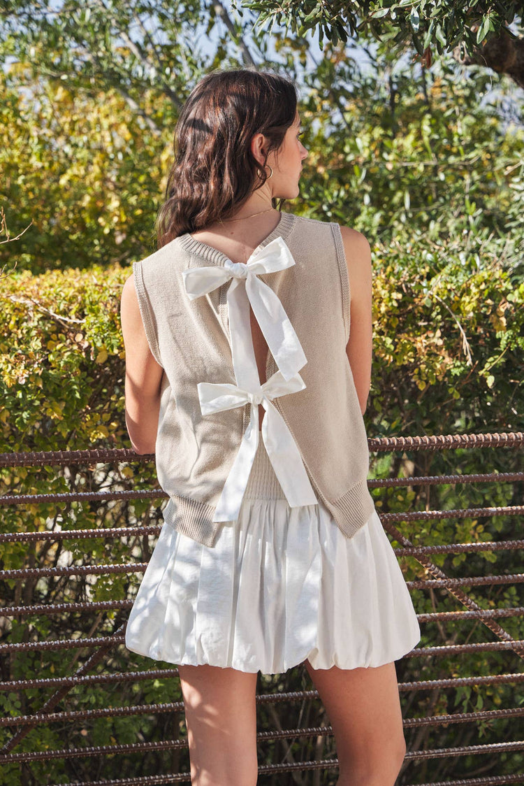 Sweaters Vest Top With Back Bow Ties