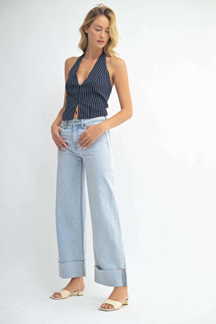 Cuffed Wide Ankle Relaxed Jeans