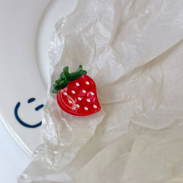 FRUIT CUTE STRAWBERRY ACETATE MINI HAIR CLAW CLIPS