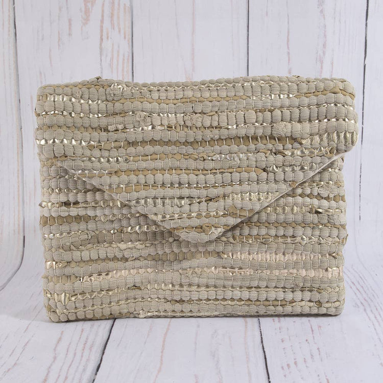 Woven Metallic Thread Envelope Clutch Bag