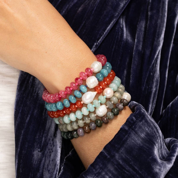 Stone Bracelet with Large Baroque Pearl