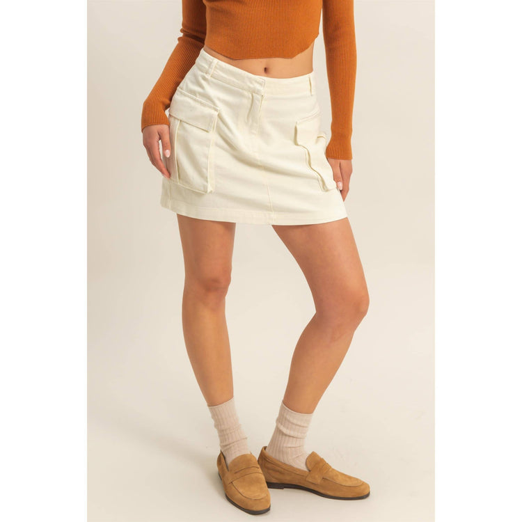Mineral Washed Cargo Mini Skirt
