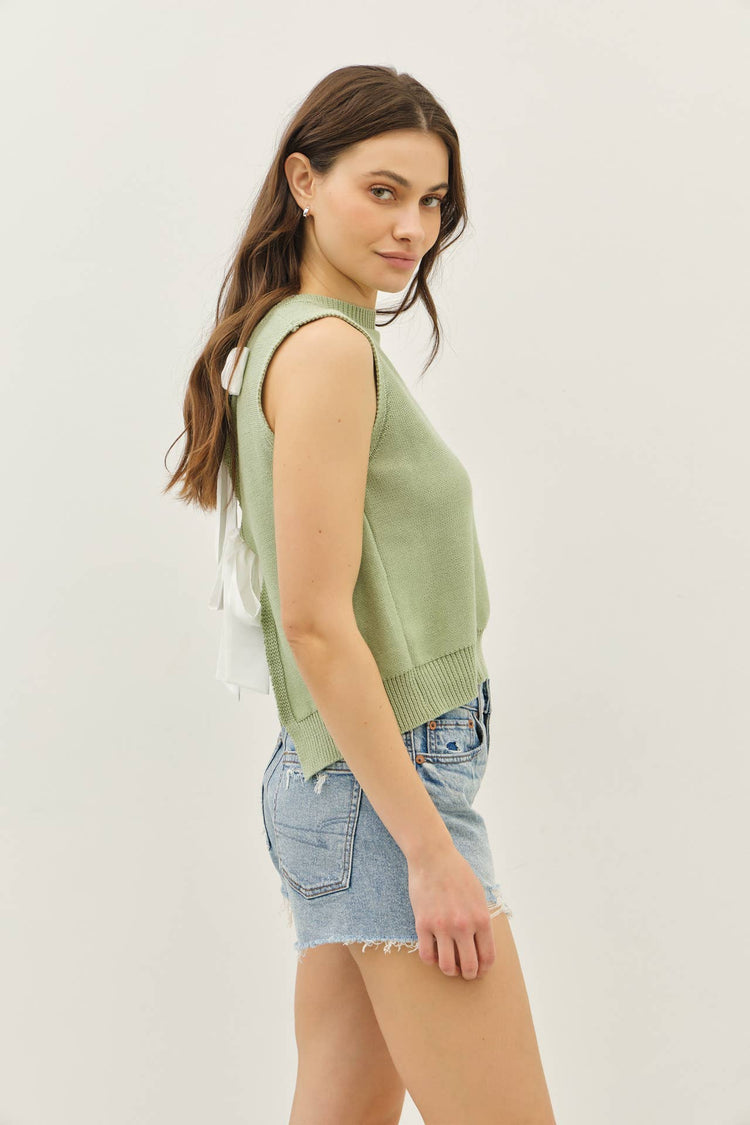 Sweaters Vest Top With Back Bow Ties