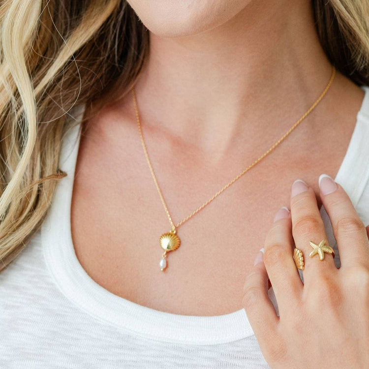 Coastal Charm Seashell & Pearl Necklace