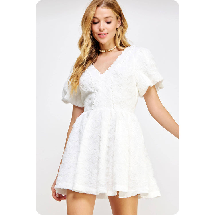 Floral Textured Tulle Mini Dress