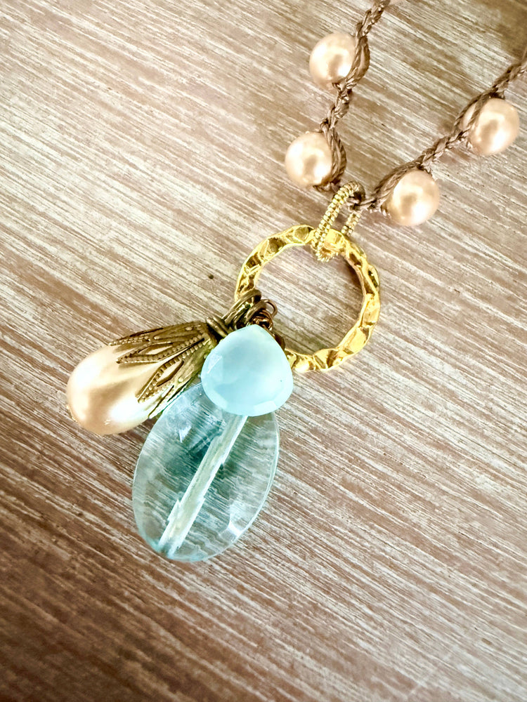 Champagne Bauble Necklace with Faceted Quartz & Chalcedony
