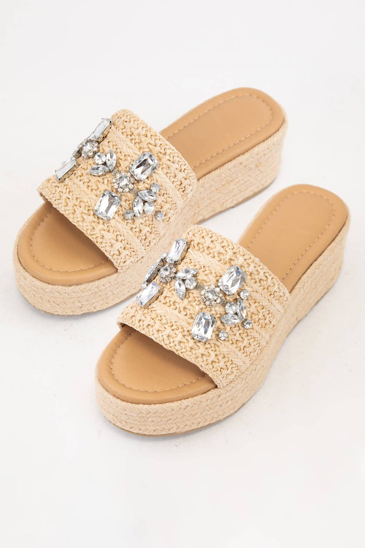 Rhinestone Monaco Embellished Raffia Sandal