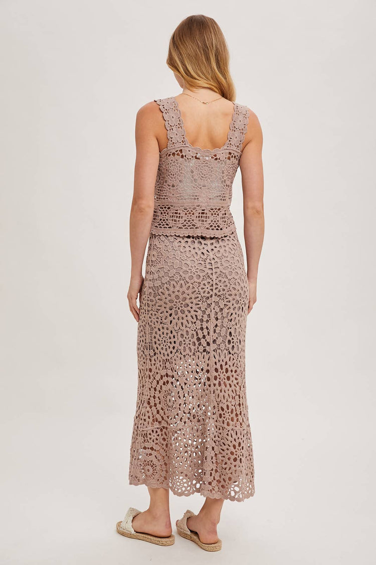 CROCHET MIDI SKIRT WITH LINING