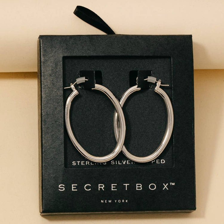 Secret Box Gold Dipped Latch Oval Hoop Earrings