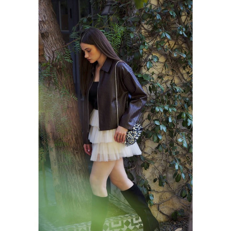 ROOFTOP NIGHT OUT STRAPLESS TIERED MESH ROMPER