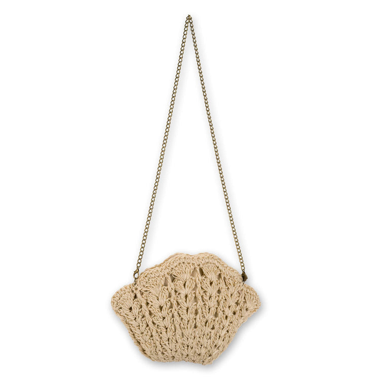 Beige, Paper Straw/Poly Cord Shoulder Tote