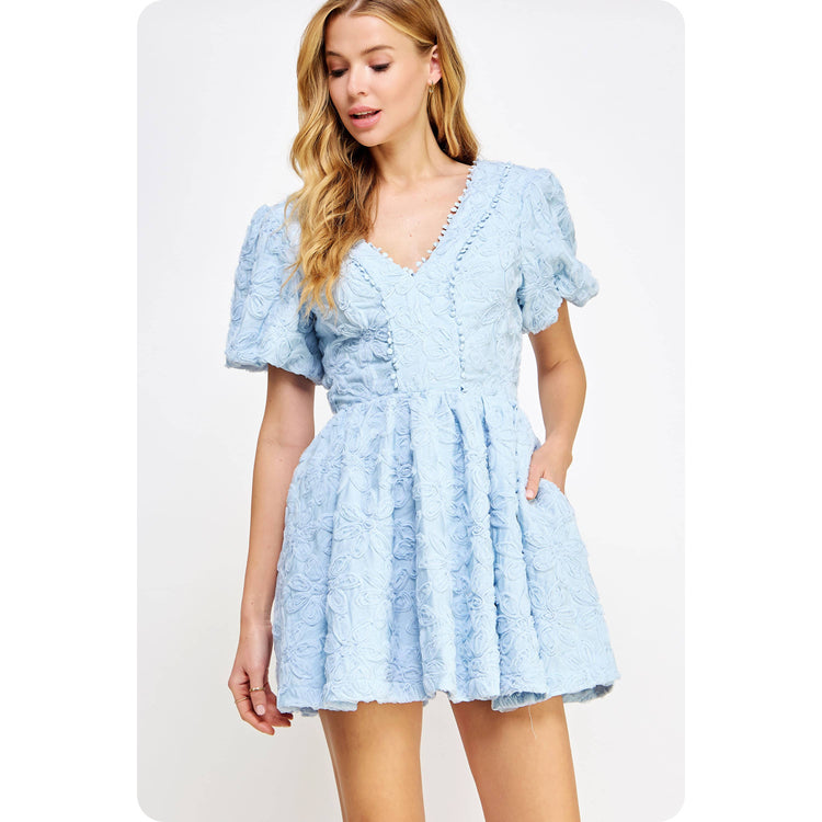 Floral Textured Tulle Mini Dress