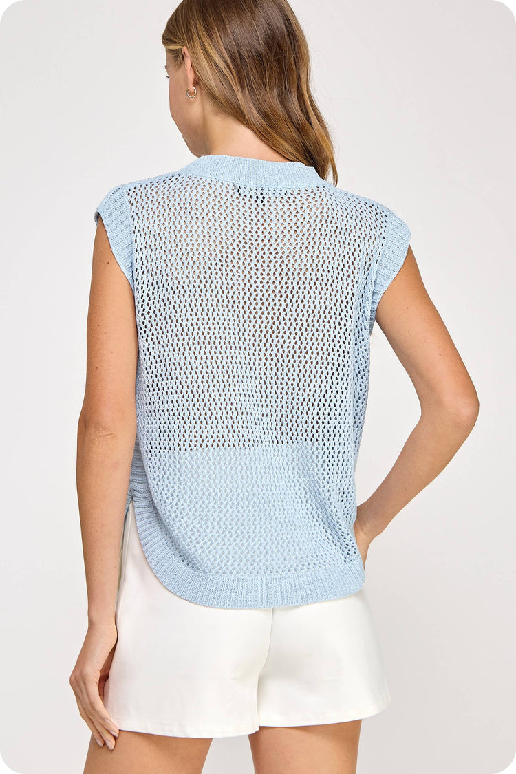 Embroidery Crochet Knit Vest Top