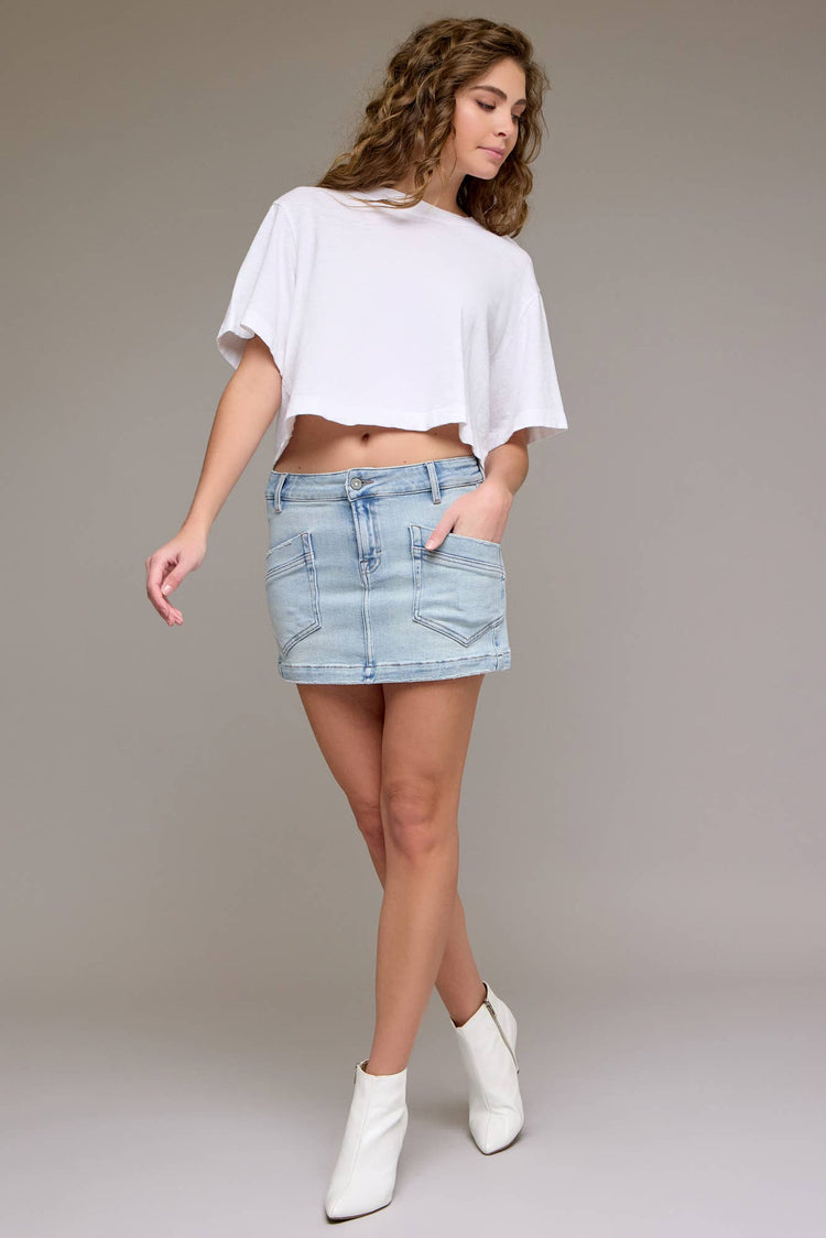 Light Patch Pocket Low Rise Mini Skirt