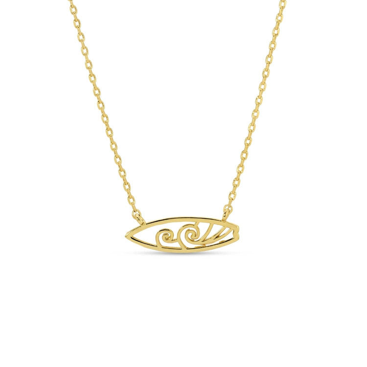 Petite Surfboard Wave Necklace