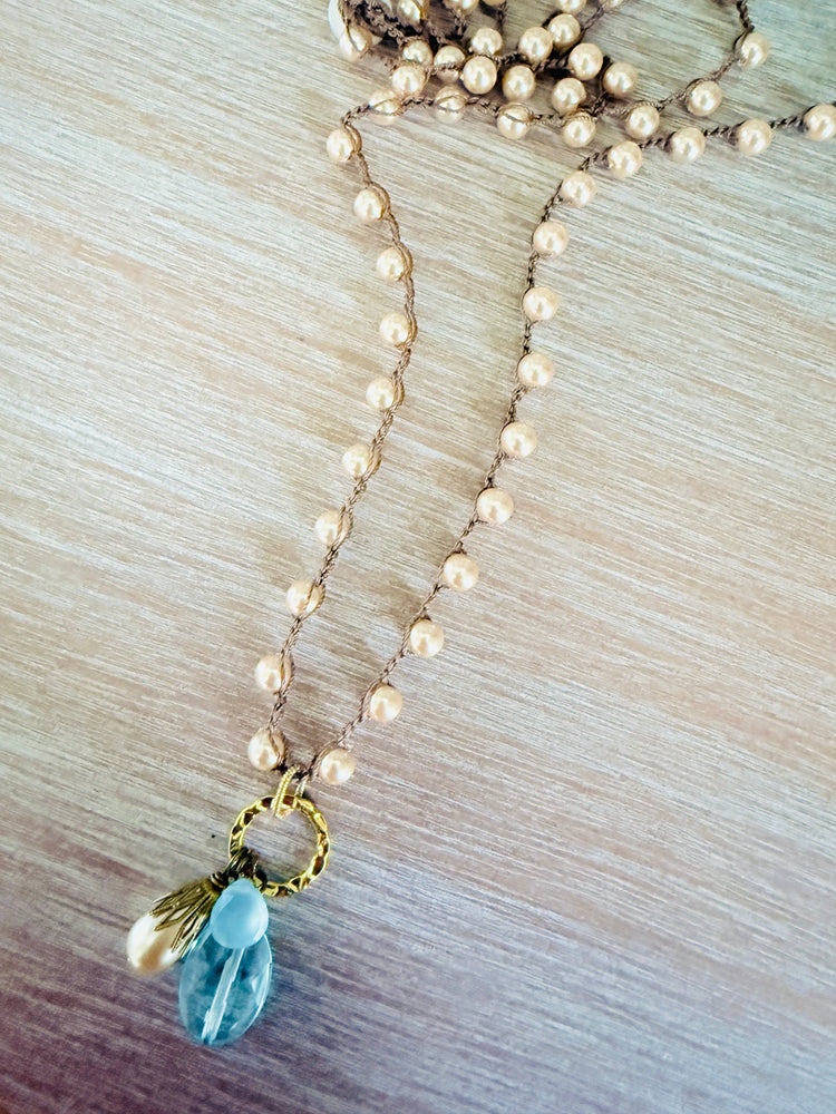 Champagne Bauble Necklace with Faceted Quartz & Chalcedony