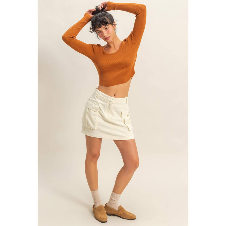 Mineral Washed Cargo Mini Skirt