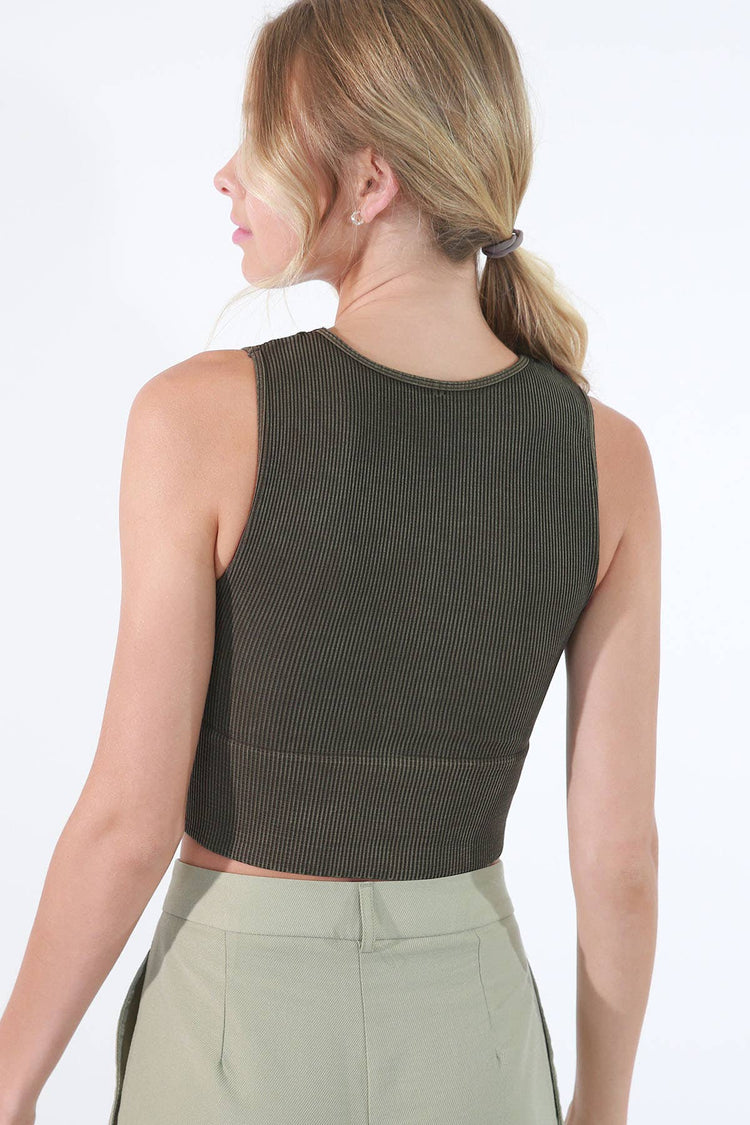 Vintage Plunge V-Neck Seamless Crop Top