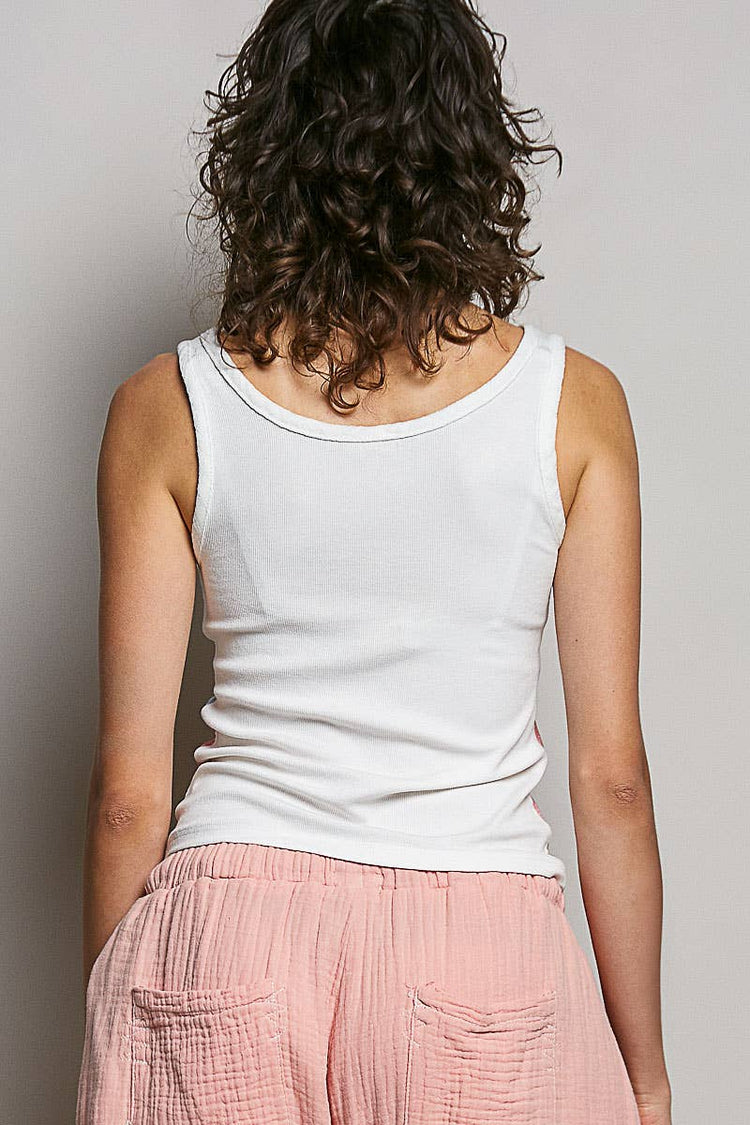 American Flag Vintage Wash Ribbed Tank Top