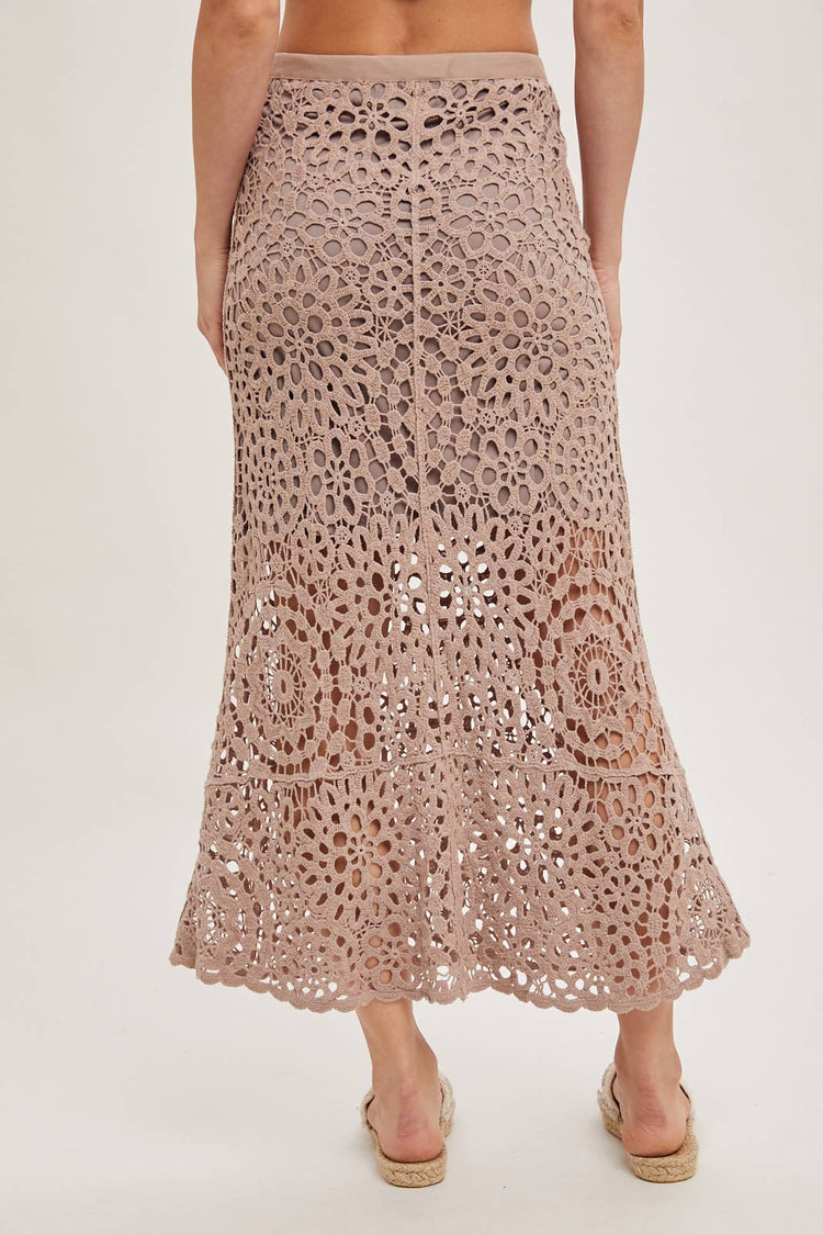 CROCHET MIDI SKIRT WITH LINING