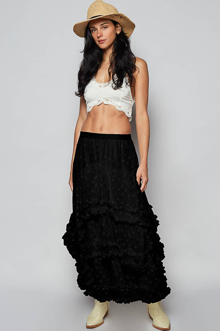 Floral embroidered ruffle lace crochet skirts